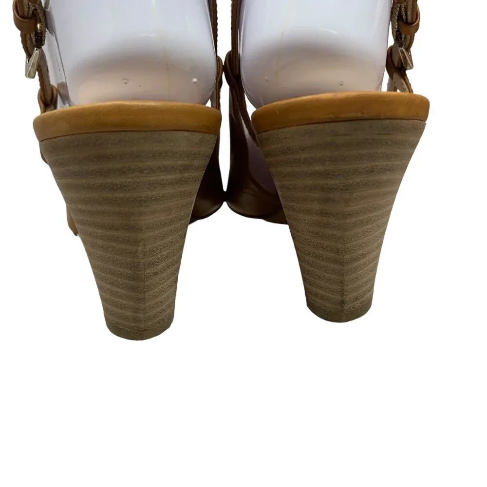BALLY Switzerland Cognac Leather‎ Slingback Heels